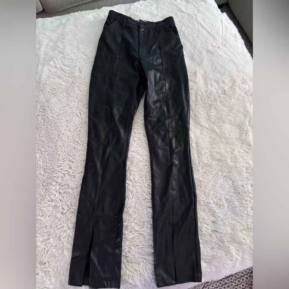 Abercrombie Vegan Leather Pants with Front Slit